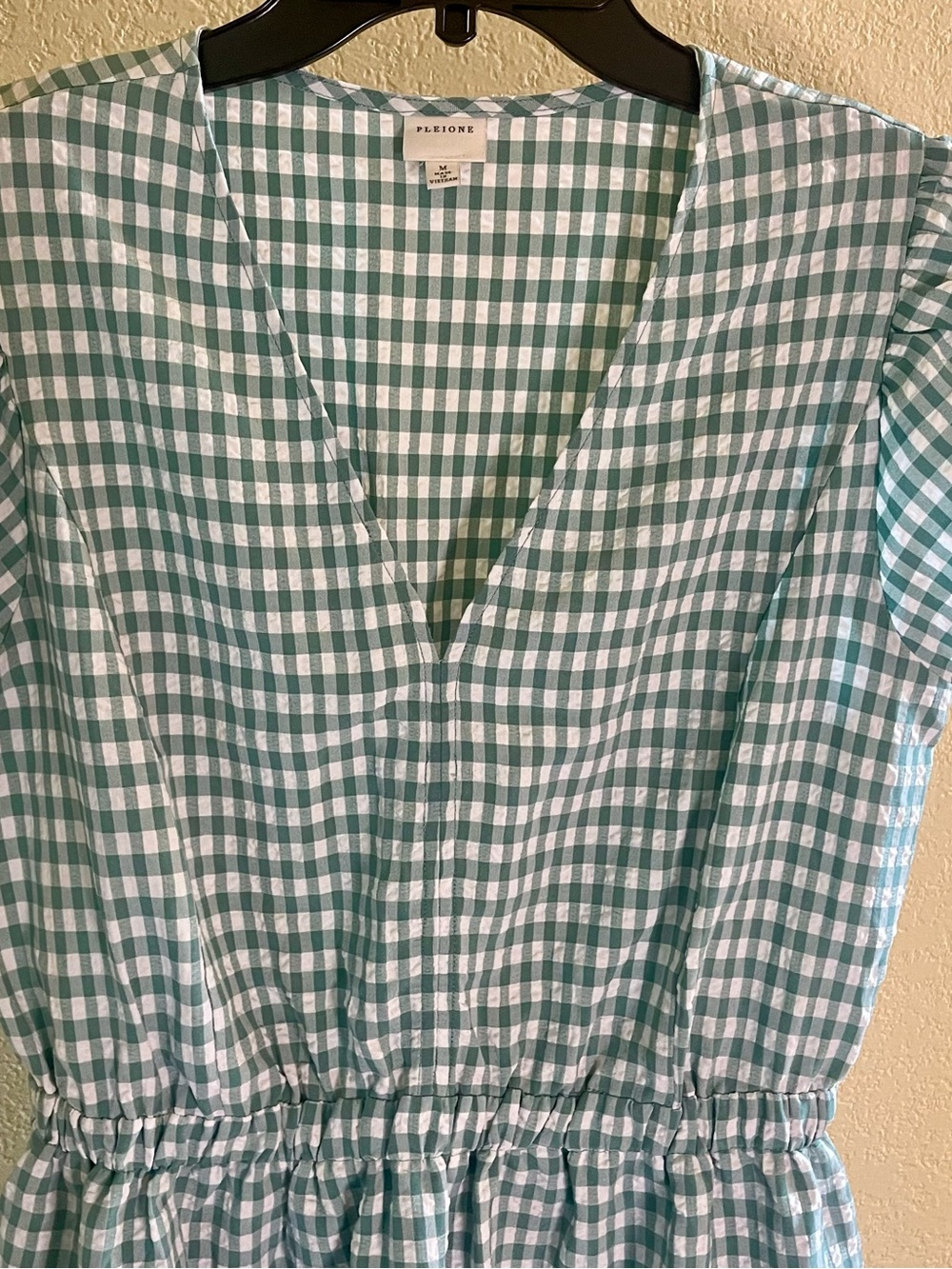 Pleione Blue and White Gingham Mini Dress - Picture 3 of 4